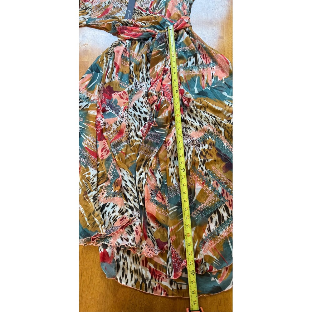 NWT Spy Zone Exchange Diva Distorted Tropical Animal Maxi Dress Wrap V-Neck Sz S - Picture 9 of 10
